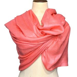 Pashmina Vibrant Coral Pashmina Silk Scarf Wrap Wool Rectangle Fringes 30"X72"